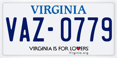 VA license plate VAZ0779