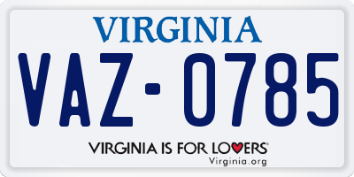 VA license plate VAZ0785