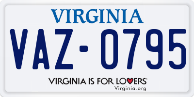 VA license plate VAZ0795