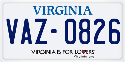 VA license plate VAZ0826