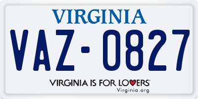 VA license plate VAZ0827