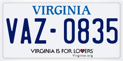 VA license plate VAZ0835