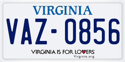 VA license plate VAZ0856