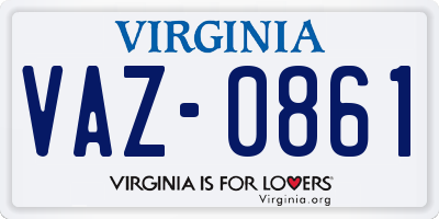 VA license plate VAZ0861