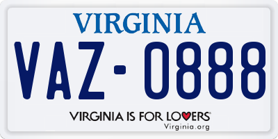 VA license plate VAZ0888