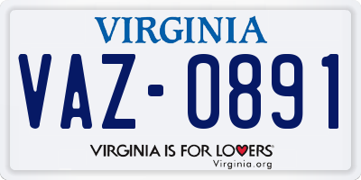 VA license plate VAZ0891