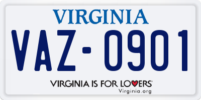 VA license plate VAZ0901