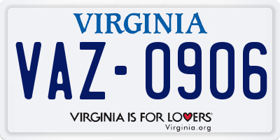 VA license plate VAZ0906