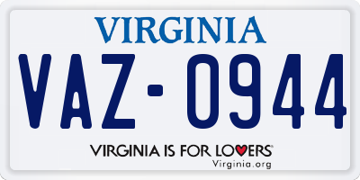VA license plate VAZ0944