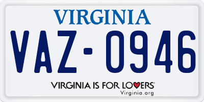 VA license plate VAZ0946