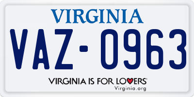 VA license plate VAZ0963