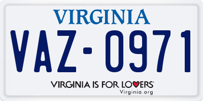 VA license plate VAZ0971