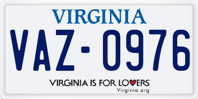 VA license plate VAZ0976