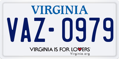 VA license plate VAZ0979