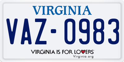 VA license plate VAZ0983