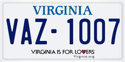 VA license plate VAZ1007