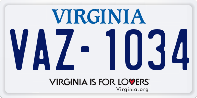 VA license plate VAZ1034
