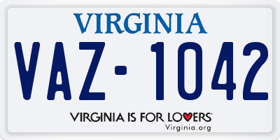 VA license plate VAZ1042