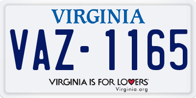 VA license plate VAZ1165