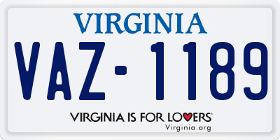 VA license plate VAZ1189