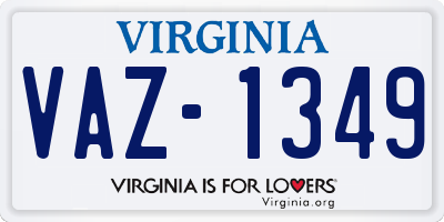 VA license plate VAZ1349