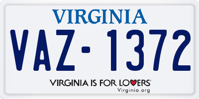 VA license plate VAZ1372