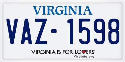 VA license plate VAZ1598