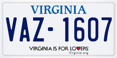 VA license plate VAZ1607