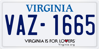 VA license plate VAZ1665