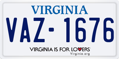 VA license plate VAZ1676