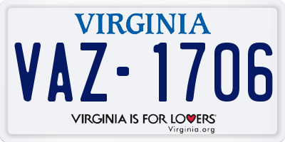 VA license plate VAZ1706