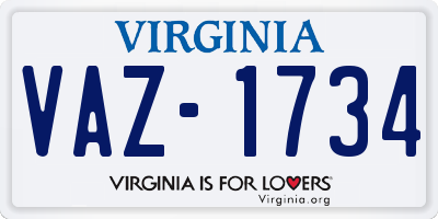 VA license plate VAZ1734