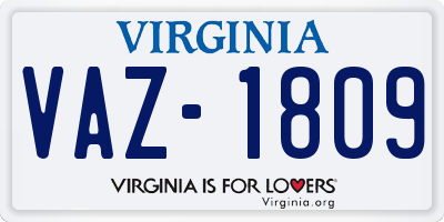 VA license plate VAZ1809