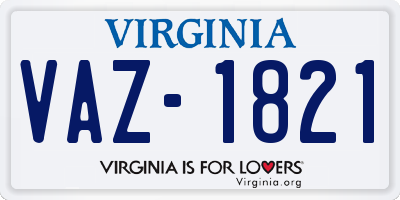 VA license plate VAZ1821