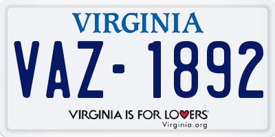 VA license plate VAZ1892
