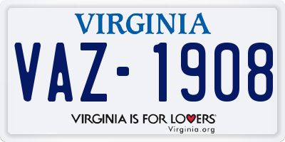VA license plate VAZ1908