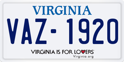 VA license plate VAZ1920