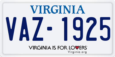 VA license plate VAZ1925