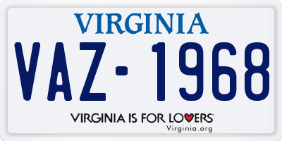VA license plate VAZ1968