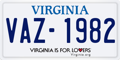 VA license plate VAZ1982