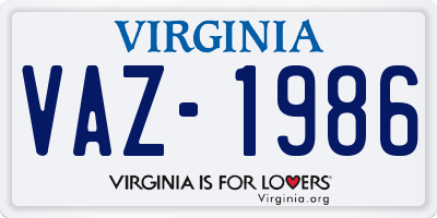 VA license plate VAZ1986