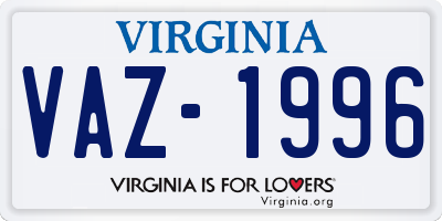 VA license plate VAZ1996