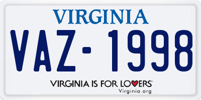 VA license plate VAZ1998