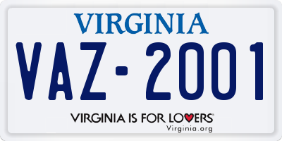 VA license plate VAZ2001