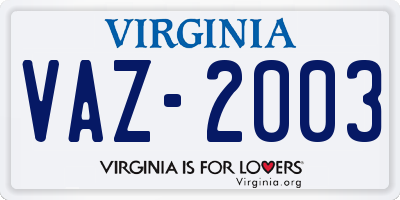 VA license plate VAZ2003