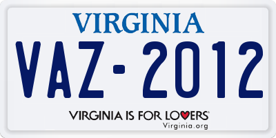 VA license plate VAZ2012
