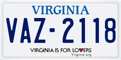 VA license plate VAZ2118