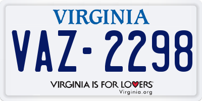 VA license plate VAZ2298
