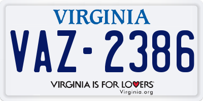 VA license plate VAZ2386