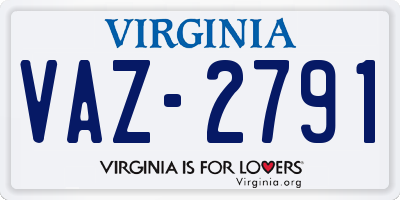 VA license plate VAZ2791